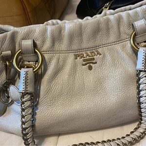 Authentic Pre owners Prada party bag white silvery hand bag